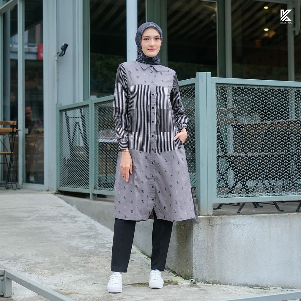 Tunik by Korina✔️Tunik Jouvie By Korina Grey, tunik motif, tunik korina, tunik simple, tunik