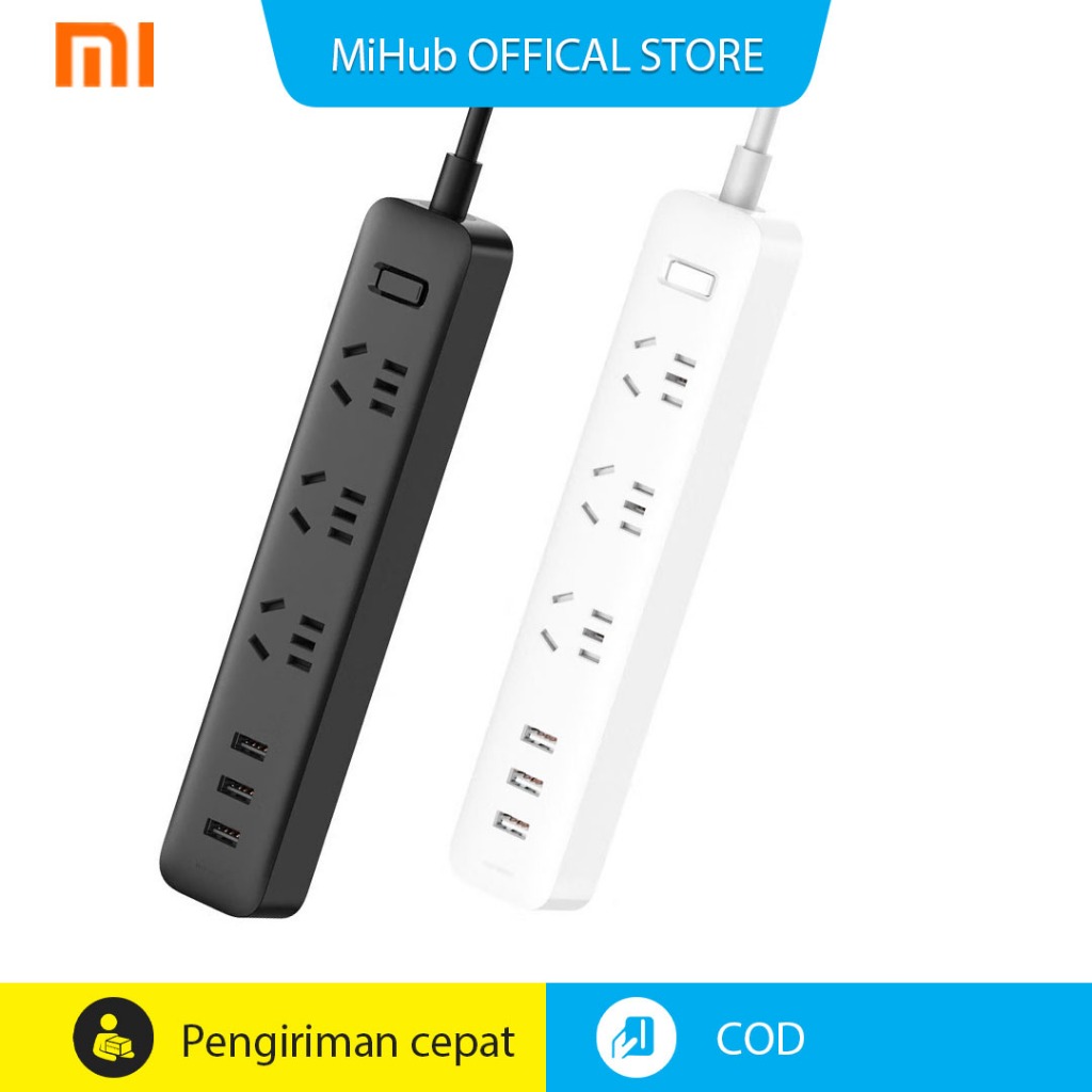 mi Power Strip - 3 Port USB Charger 2A, Fast Charging, Multi-functional Power Strip, Safe