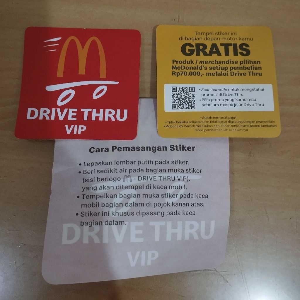 

Stiker Drive Thru VIP McDonald's Mobil Motor 2025
