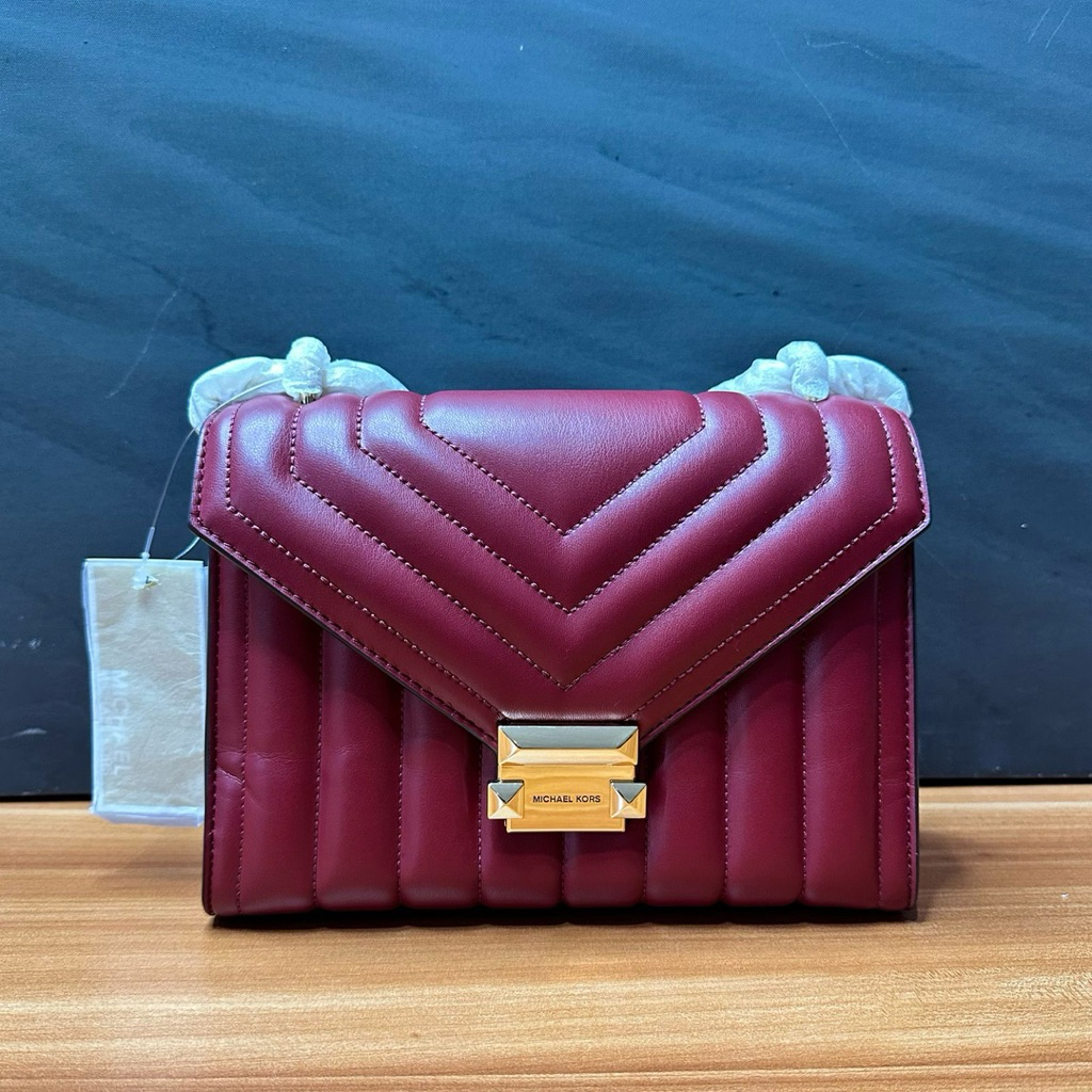 MK WHITNEY medium flap chain shoulder Cherry