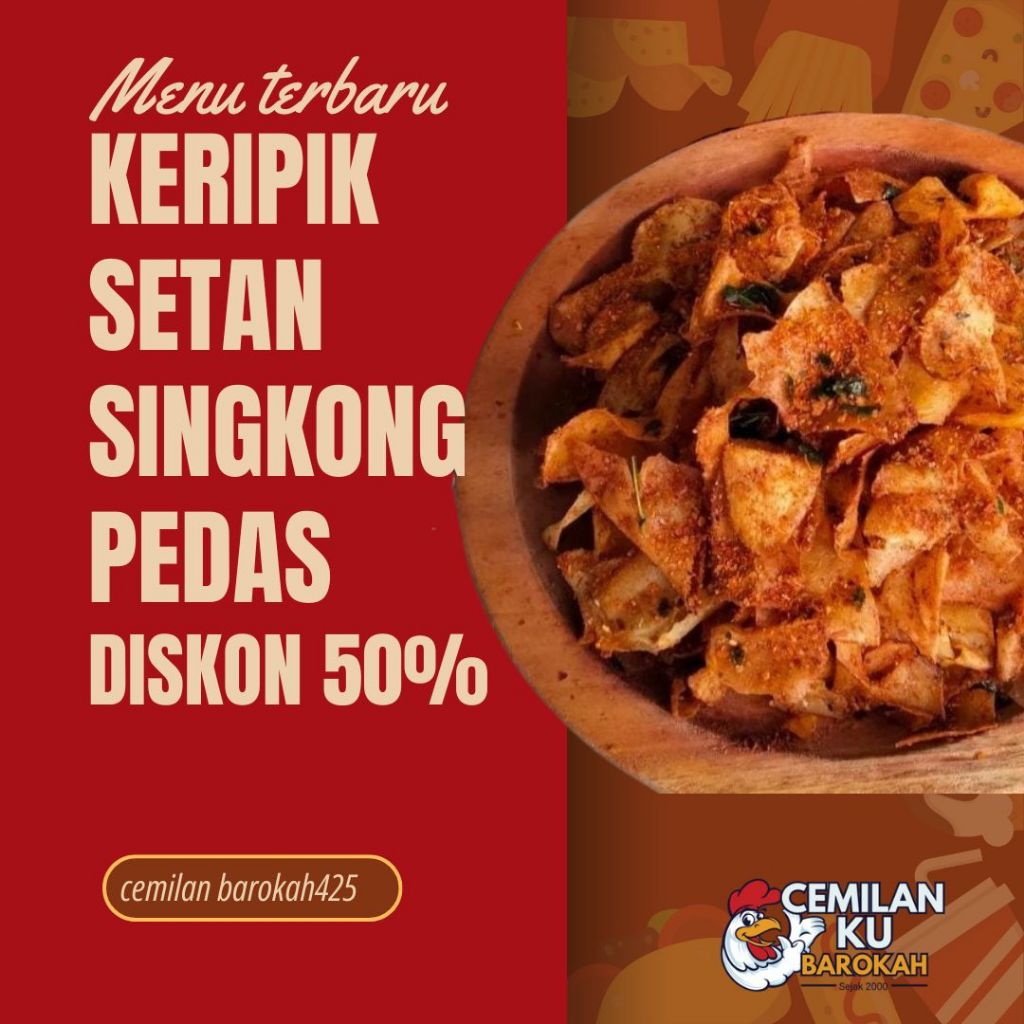 

Kripset Keripik Singkong Pedas Varian Ukuran 100g - 1kg - Cemilan Gurih Pedas Renyah