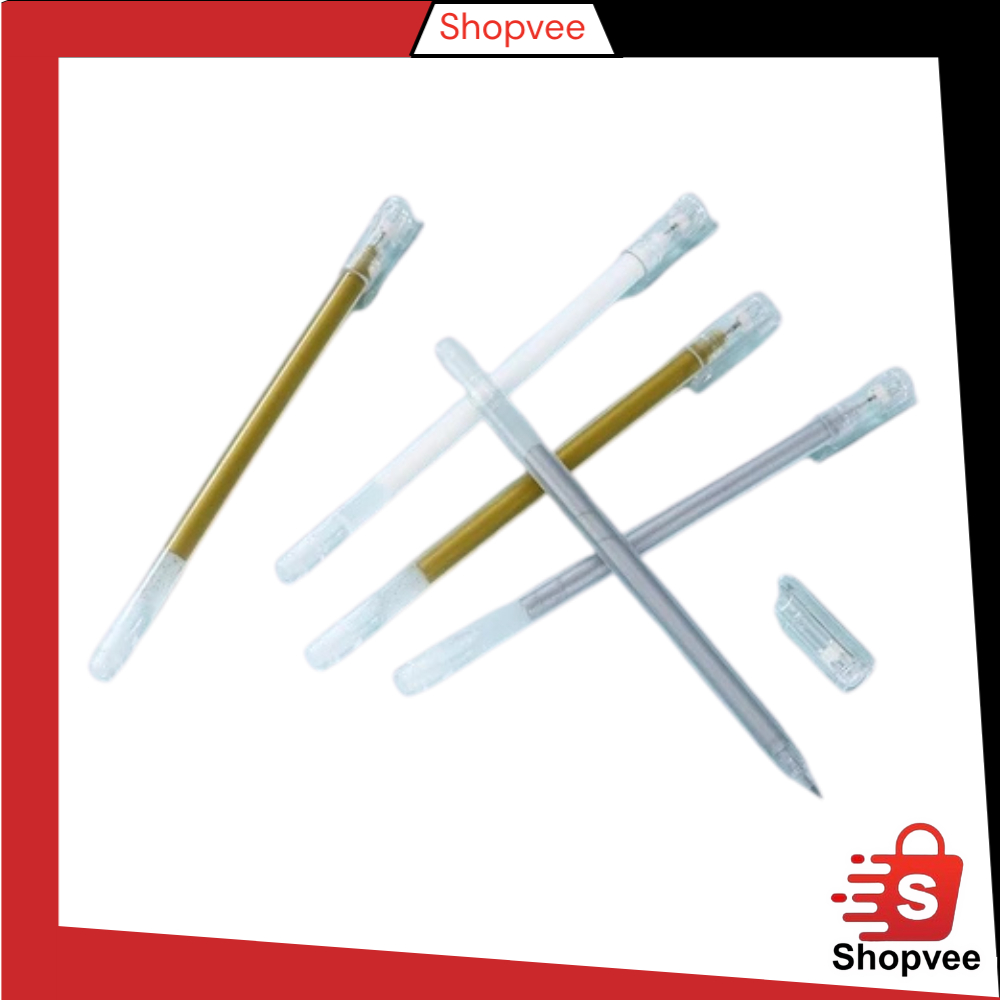 

Shopvee Pena Glitter Gel Metalik 0.9mm Emas Silver Putih Pulpen Warna Warni Gold Colour Gel Pen Tinta Metallic Ballpoint Craftwork Scrapbook Y3436