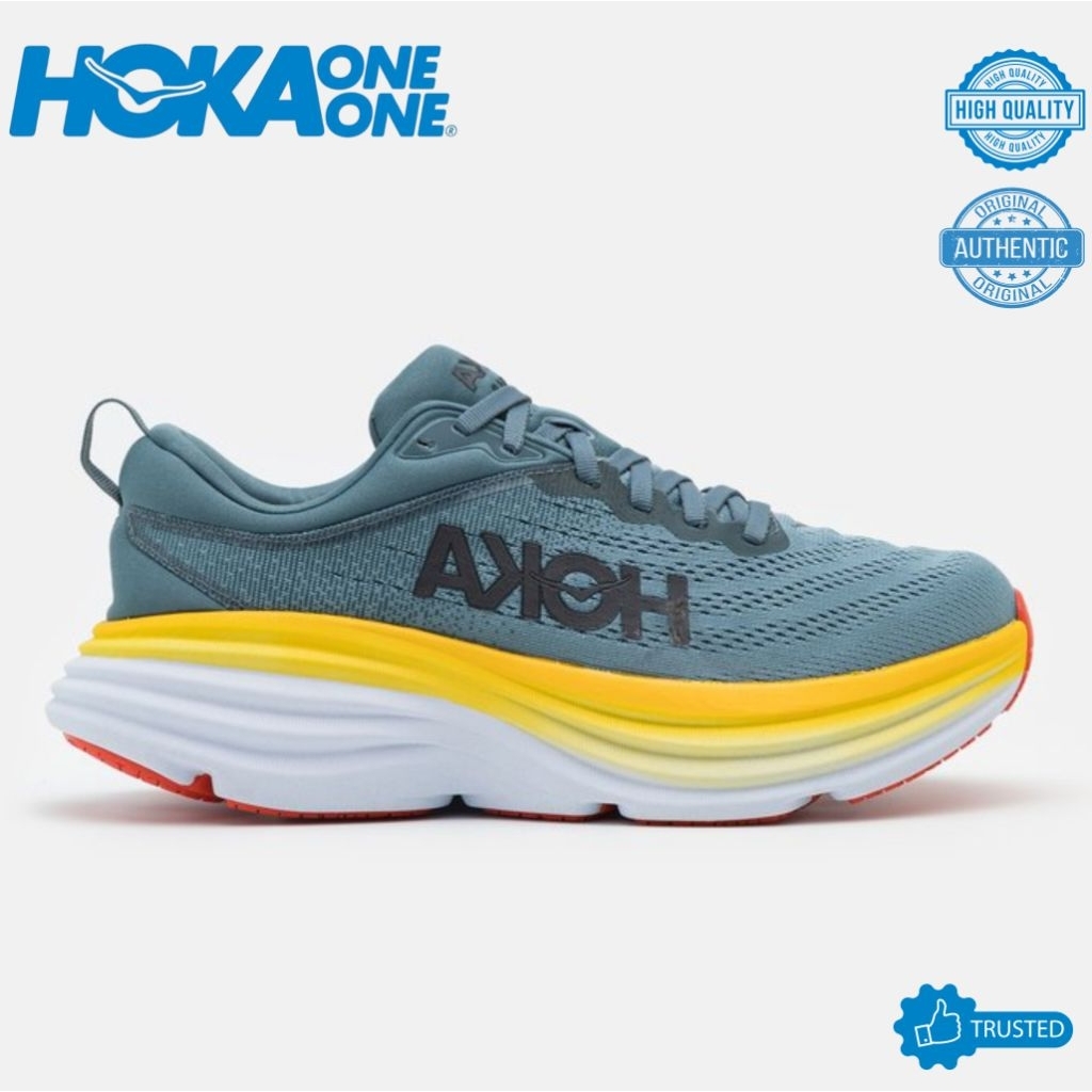 SEPATU RUNNING HOKA BONDI 8 GREY YELLOW