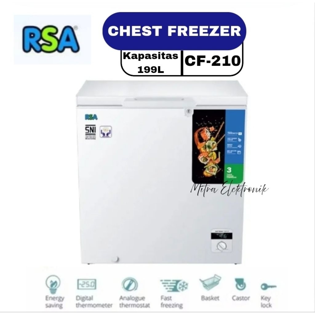 Chest Freezer RSA CF-210 Kapasitas 200Liter Garansi Resmi / RSA Freezer Box Kapasitas 200L CF-210