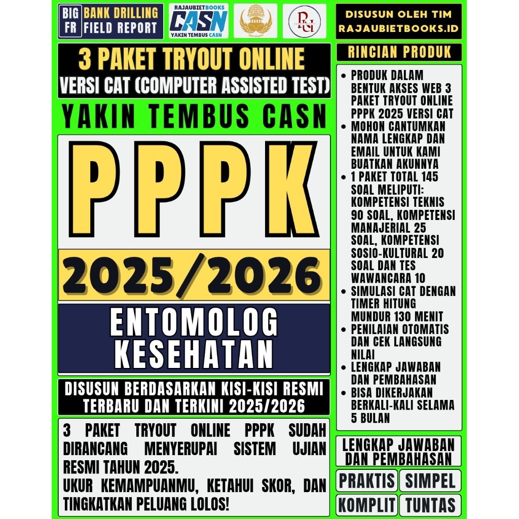LATIHAN SOAL TRYOUT ONLINE PPPK ENTOMOLOG KESEHATAN DAN SIMULASI UJIAN RESMI PPPK ENTOMOLOG KESEHATA