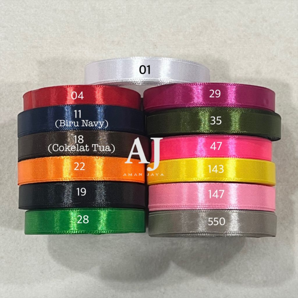 

Pita Satin 1/2 Inch / Pita Saten 1,25 cm (20 YARD)