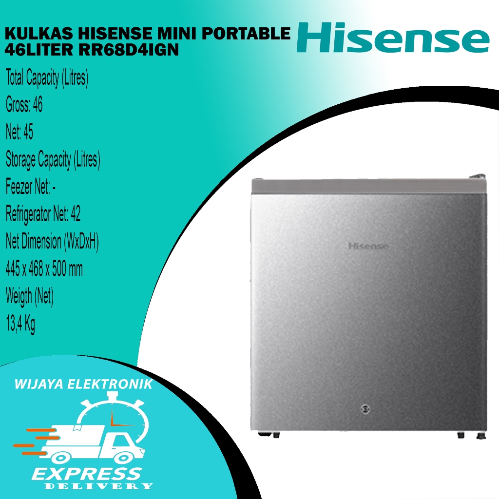 KULKAS HISENSE RR68D4IGN -KULKAS MINI PORTABLE HISENSE RR68D4IGN