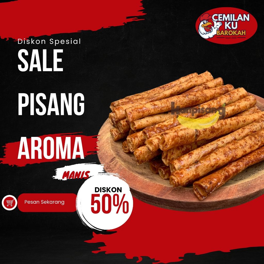 

SALE PISANG AROMA 250g / 500g – Renyah Manis Karamel | Lumpia Pisang Stik Camilan Oleh-Oleh