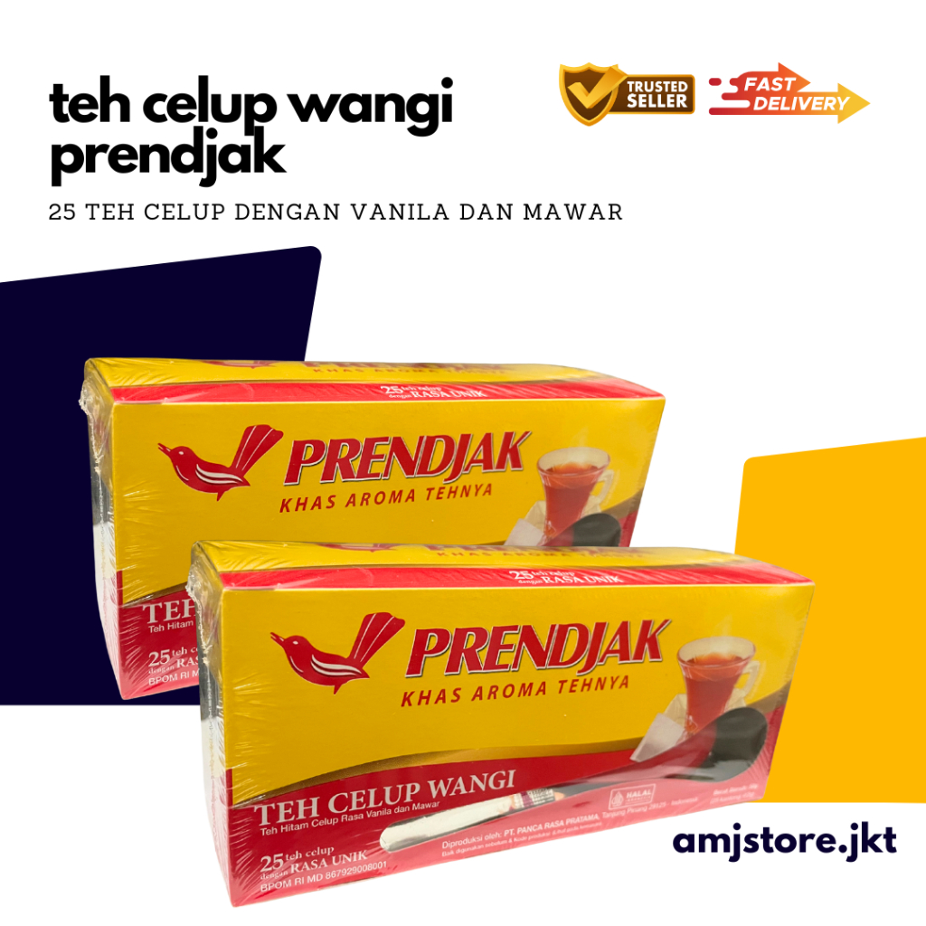 

Teh Hitam Celup Prendjak rasa vanila dan mawar 25kantong@2gr