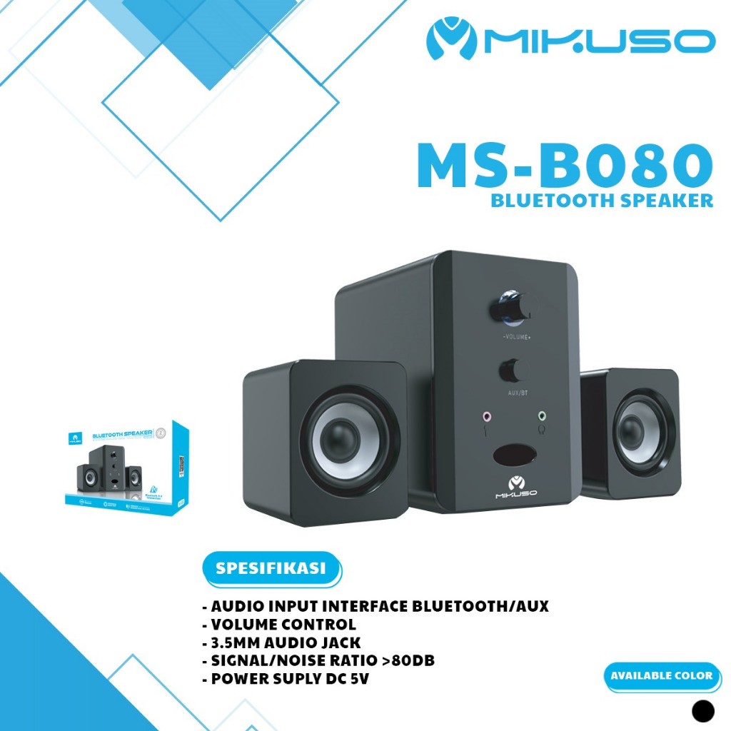 MIKUSO MS-B080 2.1 CH BLUETOOTH SUBWOOFER SPEAKER ORIGINAL GARANSI RESMI