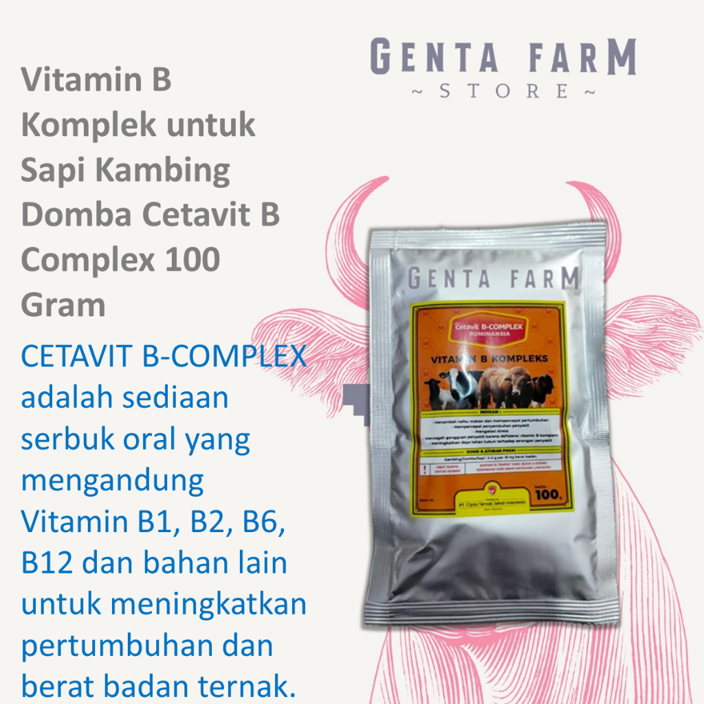 Vitamin B Komplek untuk Sapi Kambing Domba Cetavit B Complex 100 Gram