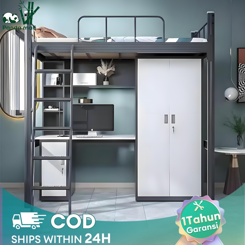 Tempat Tidur Tingkat Tempat Tidur Besi Tingkat Atas, Ranjang Besi Susun Kolong Mezzanine Bed