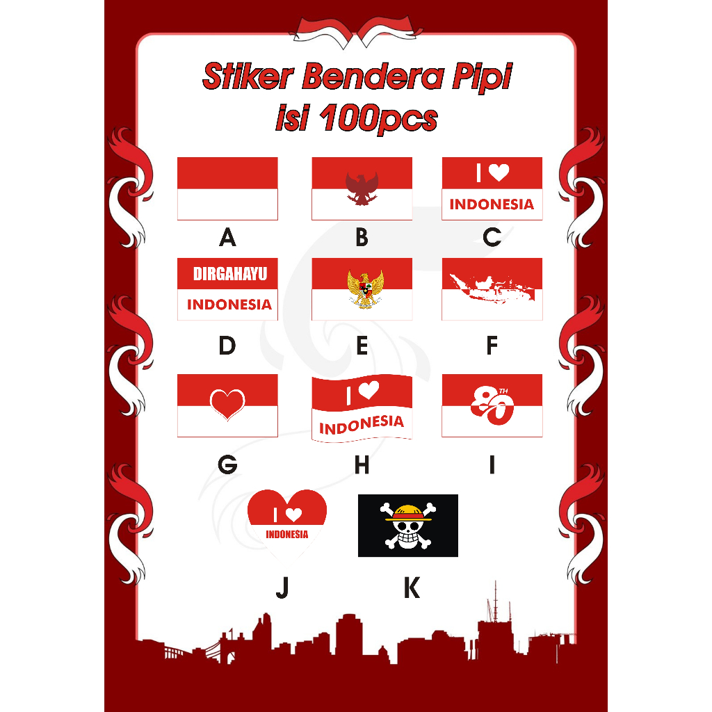 

stiker pipi bendera merah putih indonesia persiapan 17 agustus