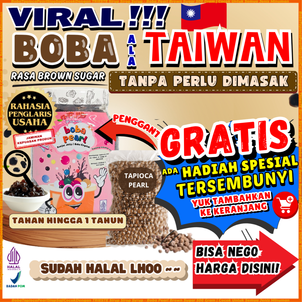 

BobaTapiocaPearlSiapSajiCocokDengan TRIESTE Sirup Sirop Syrup - Boba Pearl Brown Sugar 500 Gram | Cocok Untuk Semua Jenis Minuman