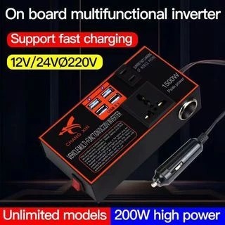 1500W DC 12V/24V To AC 220V Portable USB Car Power Inverter Adapter With 4 USB Ports Charger Fast Ch