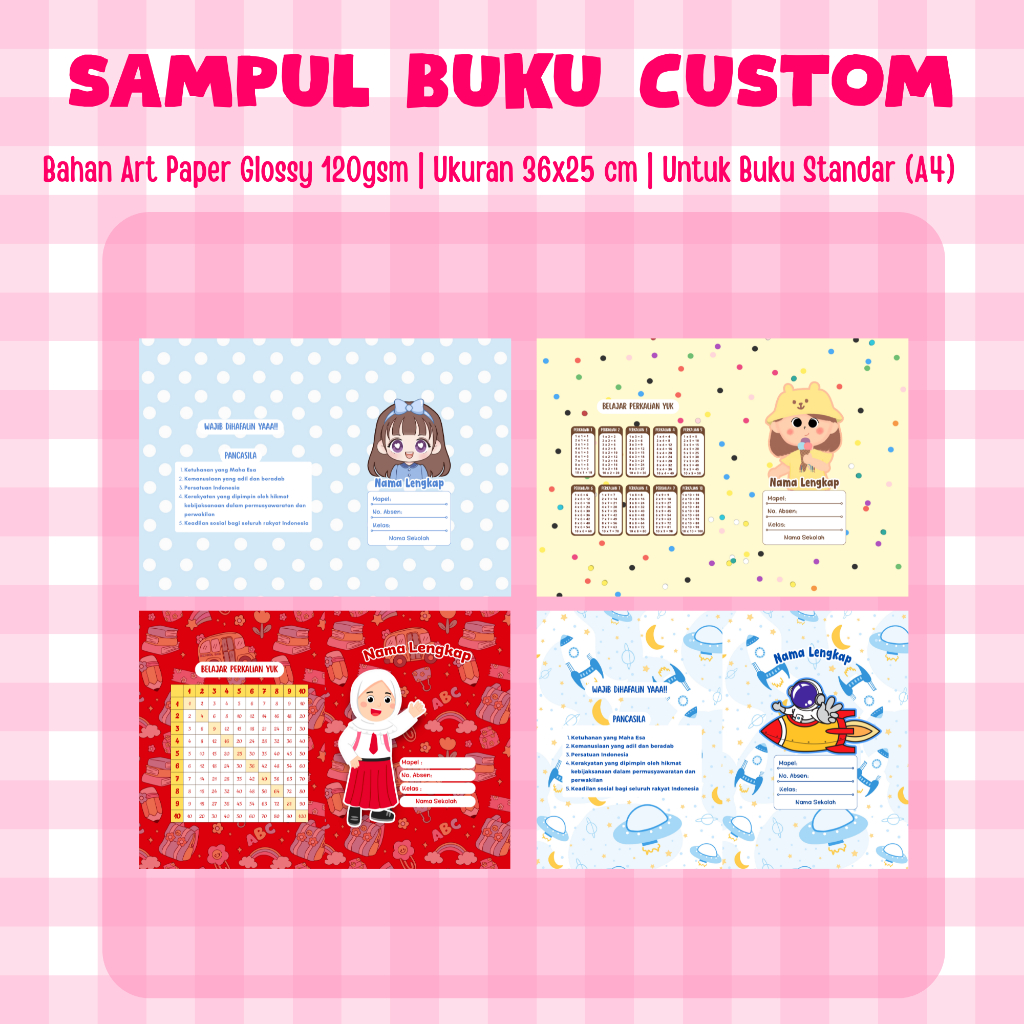 

Sampul Buku Sekolah Custom Imut dan Keren untuk Buku Standar A4 Edukatif