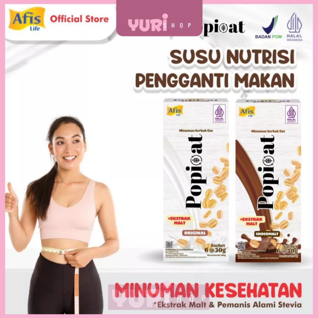 

Afis Popioat Minuman Serbuk Oat Isi 6 Sachet 30g - Susu Diet Nutrisi Pengganti Makanan