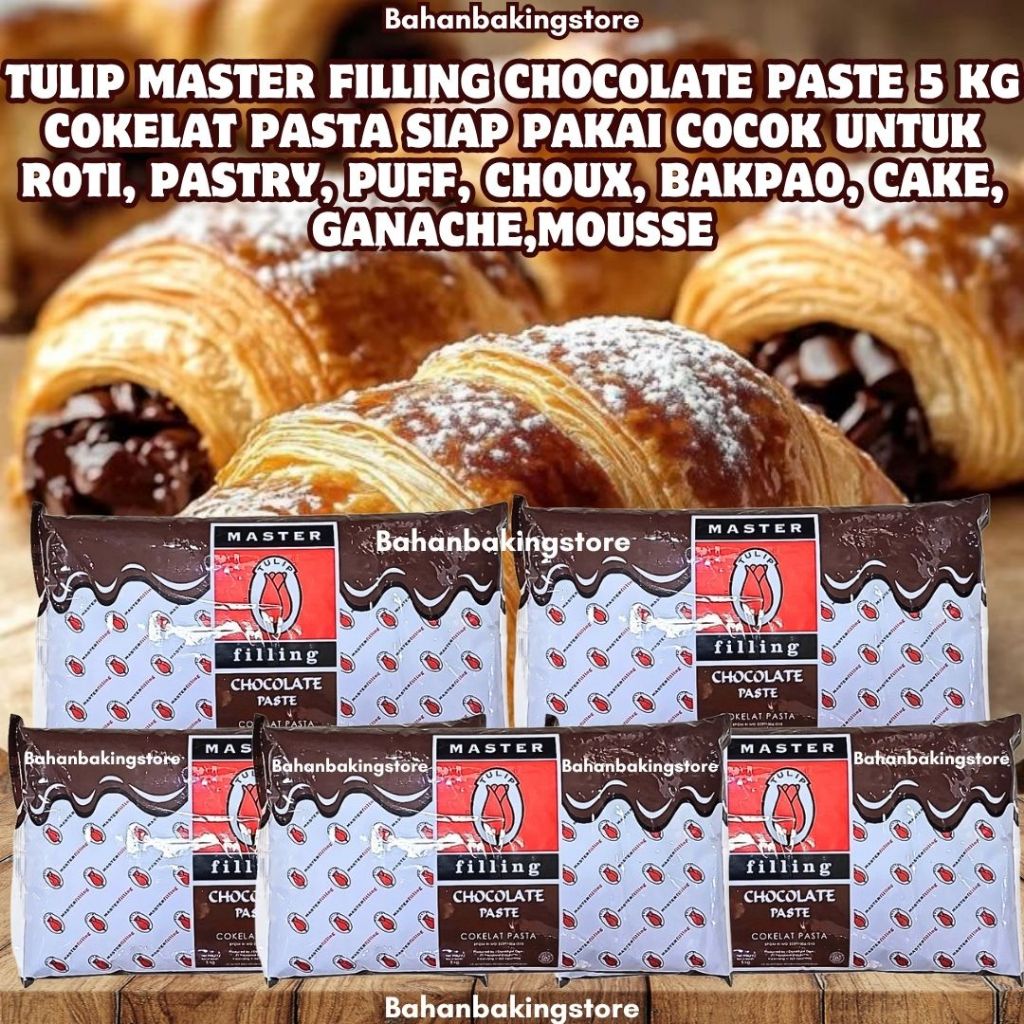 

TULIP MASTER FILLING CHOCOLATE PASTE 5 KG | COKELAT PASTA SIAP PAKAI COCOK UNTUK ROTI, PASTRY, PUFF, CHOUX, BAKPAO, CAKE, GANACHE,MOUSSE | SELAI COKLAT 5KG