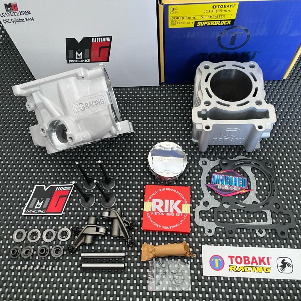 PAKET BOREUP BLOK TOBAKI MX KING VIXION 65 CERAMIC TYPE FIN + HEAD MX KING 25/22 MG RACING