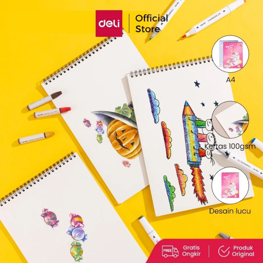 

Deli School Drawing Book / Buku Gambar Jilid Spiral Kertas Tebal 100 GSM 30 Lembar 73387