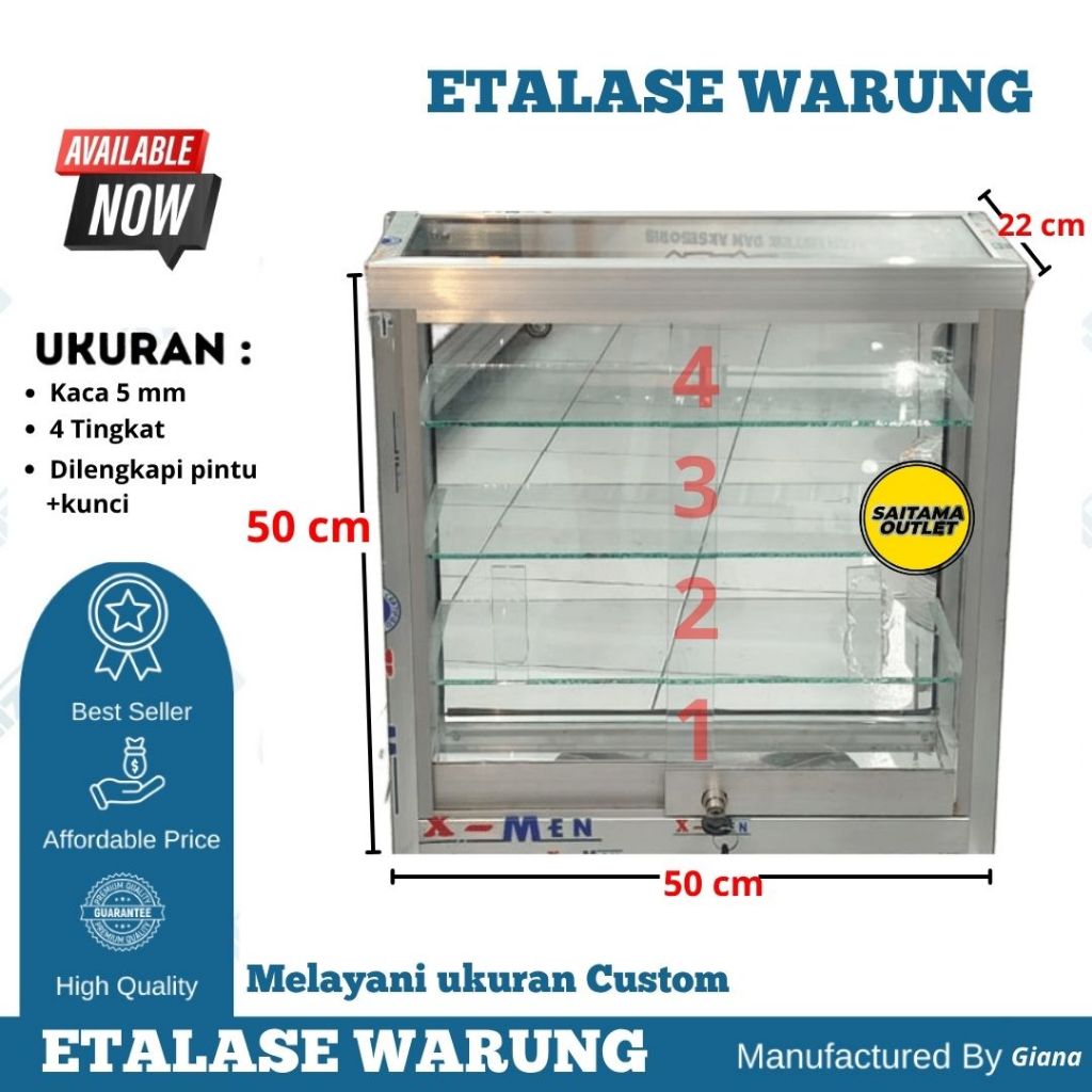 Etalase warung/ etalase kecil/ Etalase kaca/ etalase rokok full kaca dan aluminium