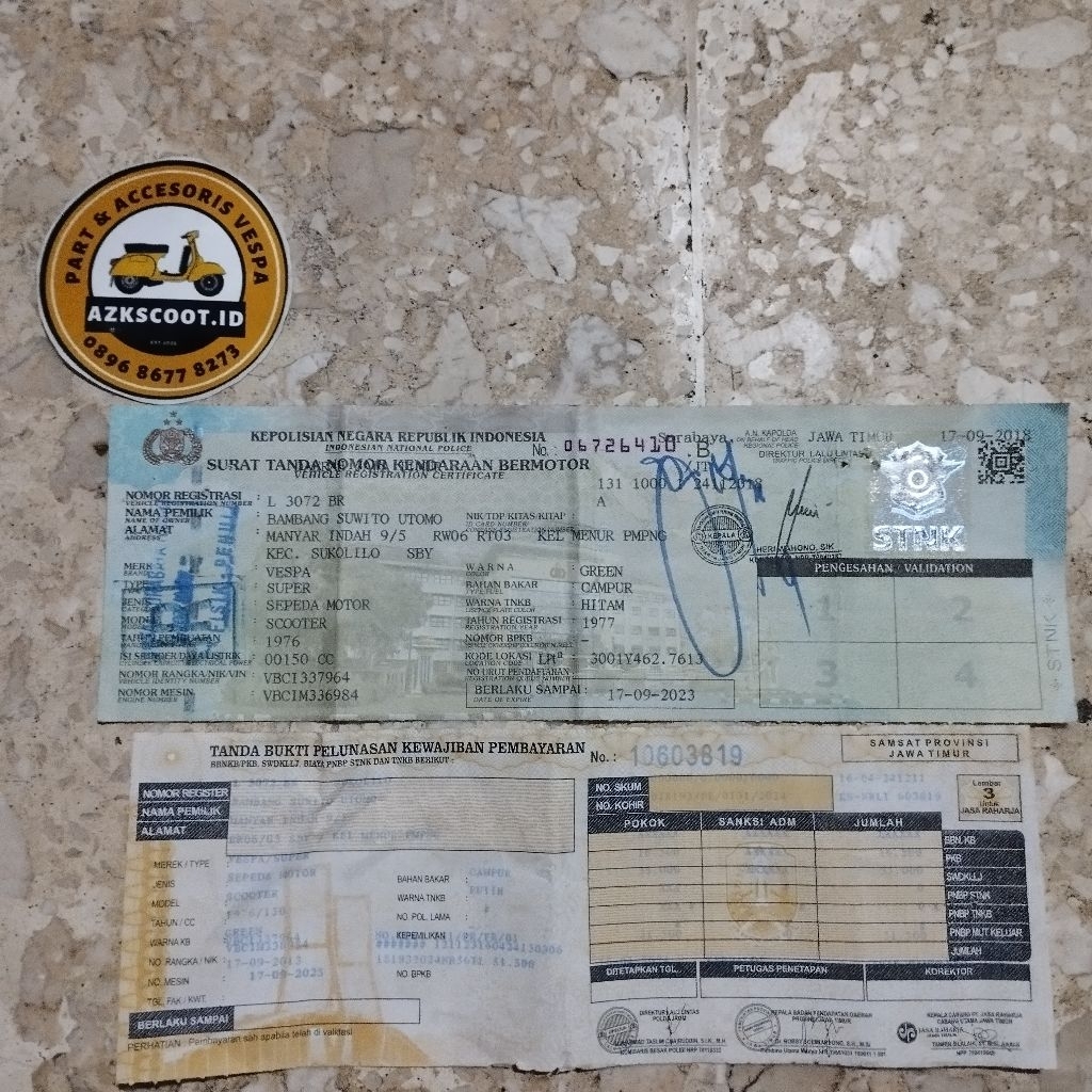 Lembar Vespa Super 76 Original