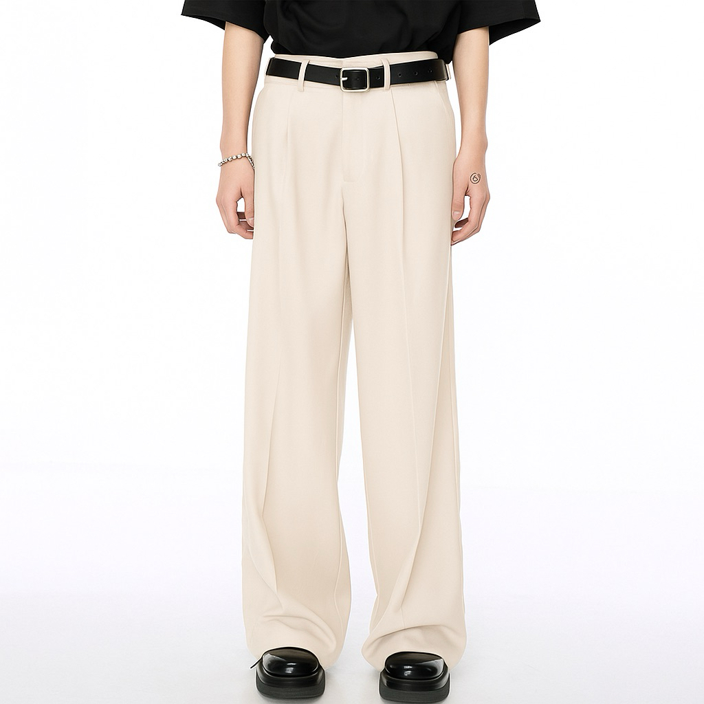 OSANAWEAR Celana Pria Formal Wide Pants Cream Pinggang Stretch