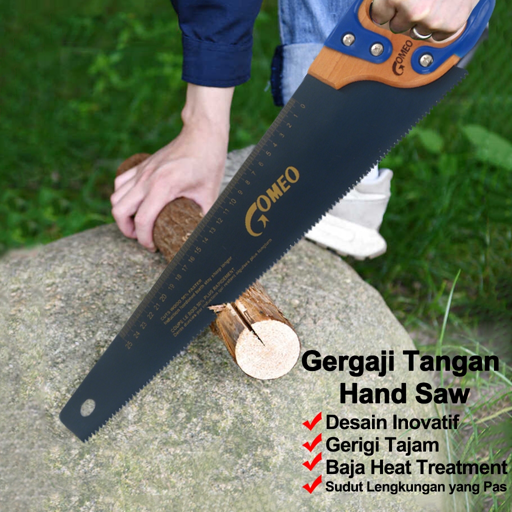 Hand Saw Gergaji Tangan Kayu Karet Manual Baja Kokoh Graji Kayu Triplek Ranting Dahan