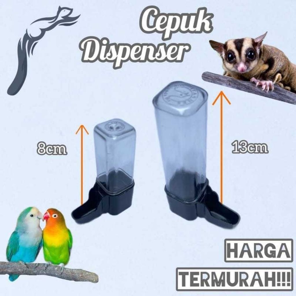 Cepuk Dispenser Pendek Wadah Pakan Burung Cepuk Burung