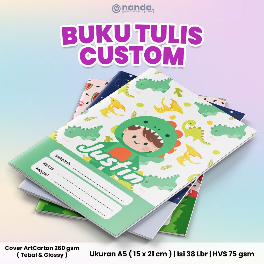 

Buku Tulis Custom Anak - Desain Lucu & Ceria untuk TK & SD | 38 Lembar A5