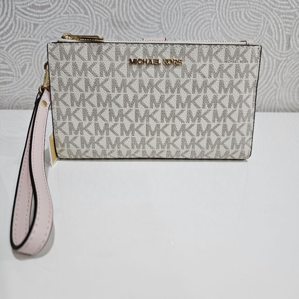 Jual Dompet MK Jet Set Travel Large Double Zip Wristlet Powder Blush Multi