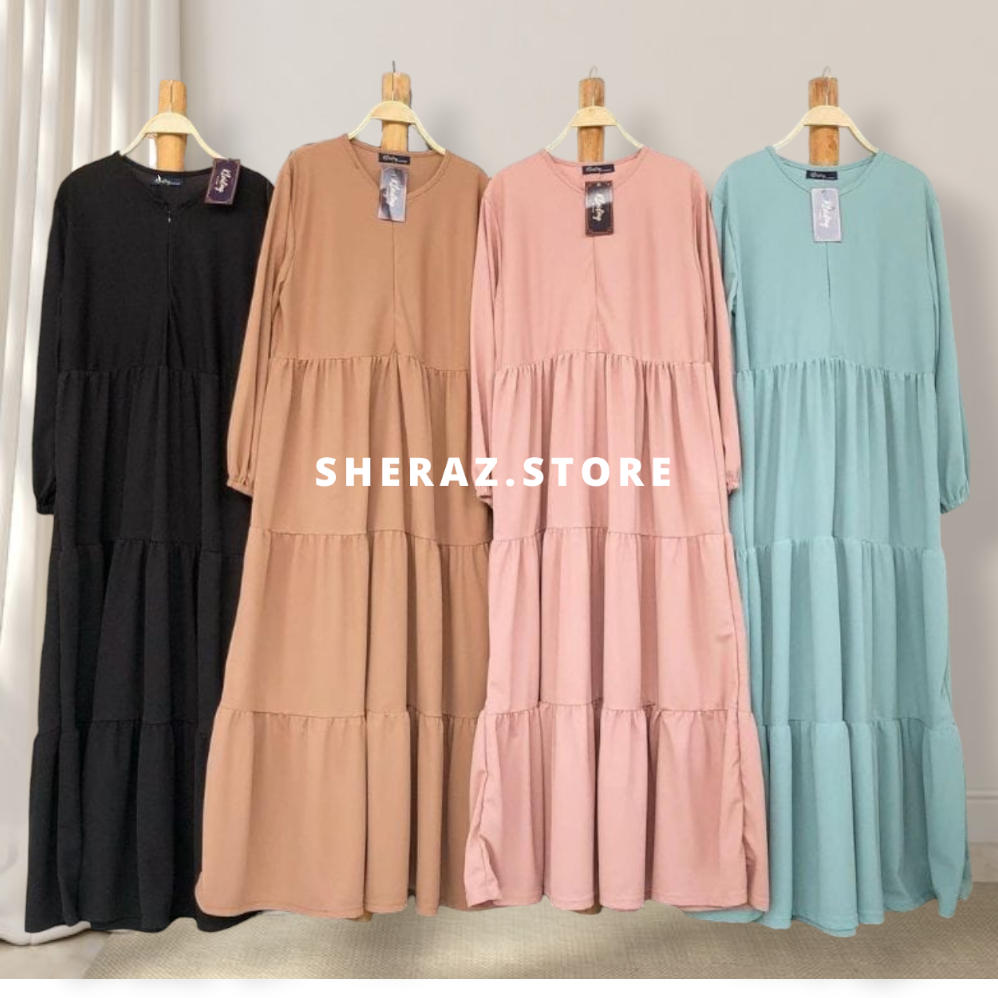 Delvina S M L XL XXL XXXL 5L Gamis Dress Susun Rempel Polos Wanita Remaja Jumbo Ld 140 130 120 Putih