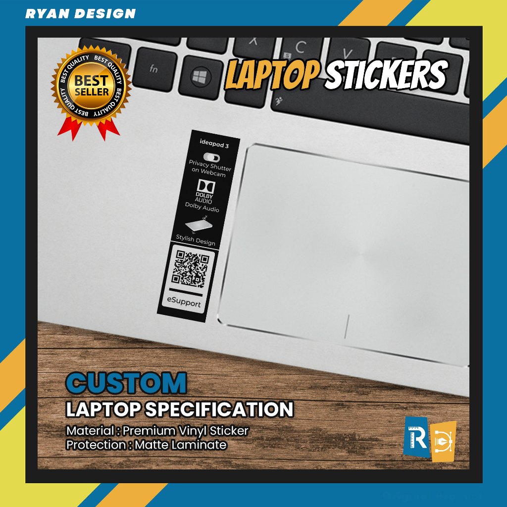 Stiker Logo Laptop Lenovo Ideapad 3 Stiker Spesifikasi Fitur Laptop (Unofficial)