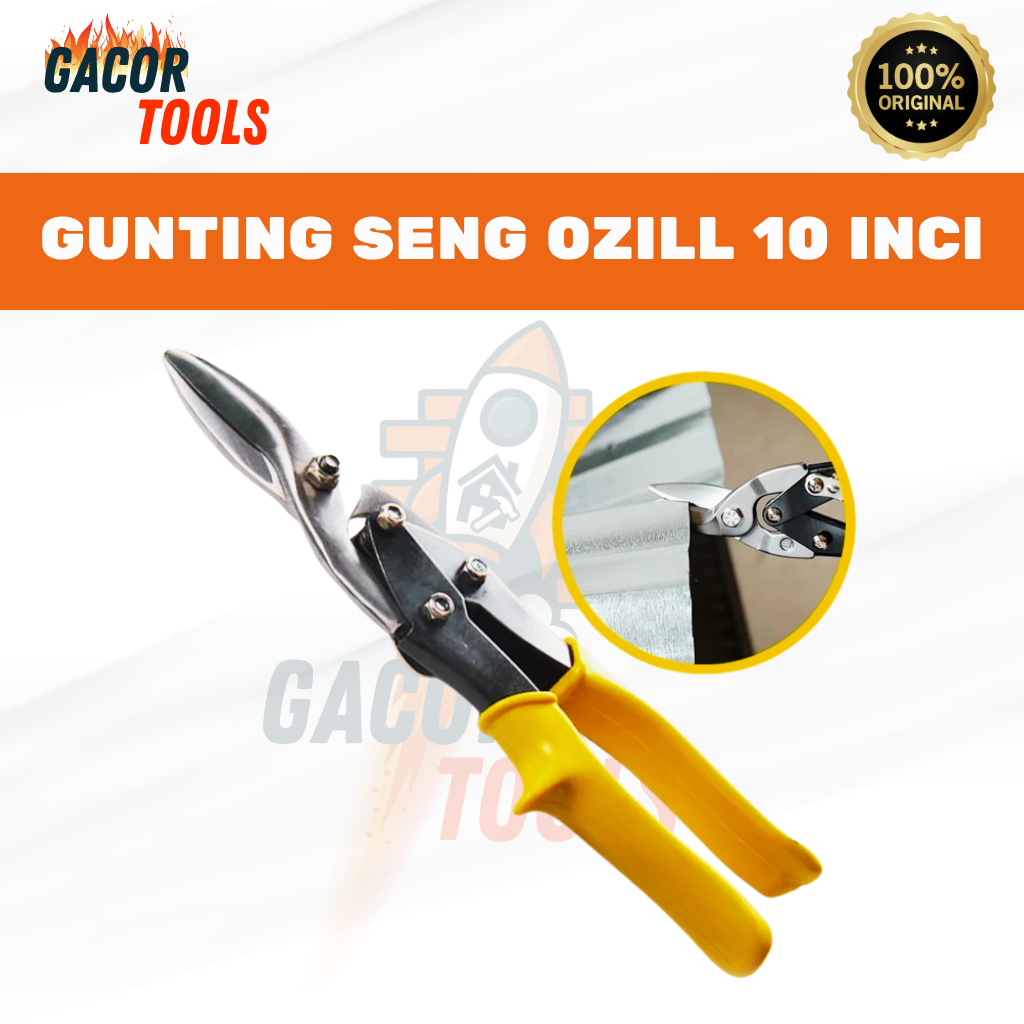 Gunting Seng OZILL 10 Inch / Gunting Baja Ringan Holo Seng Galvalum Spandek OZILL / Gunting Seng Lur