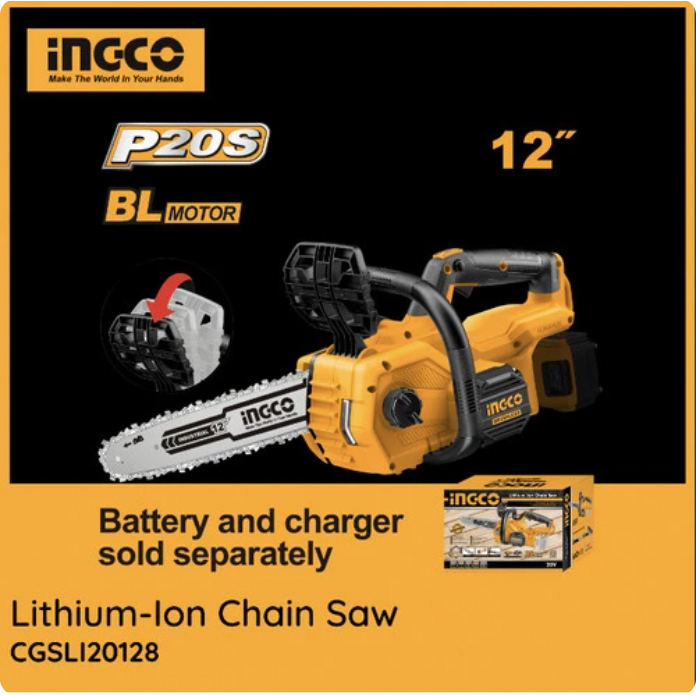 CGSLI20128 CORDLESS MESIN GERGAJI CHAINSAW BATERAI 12" 20V 4AH INGCO