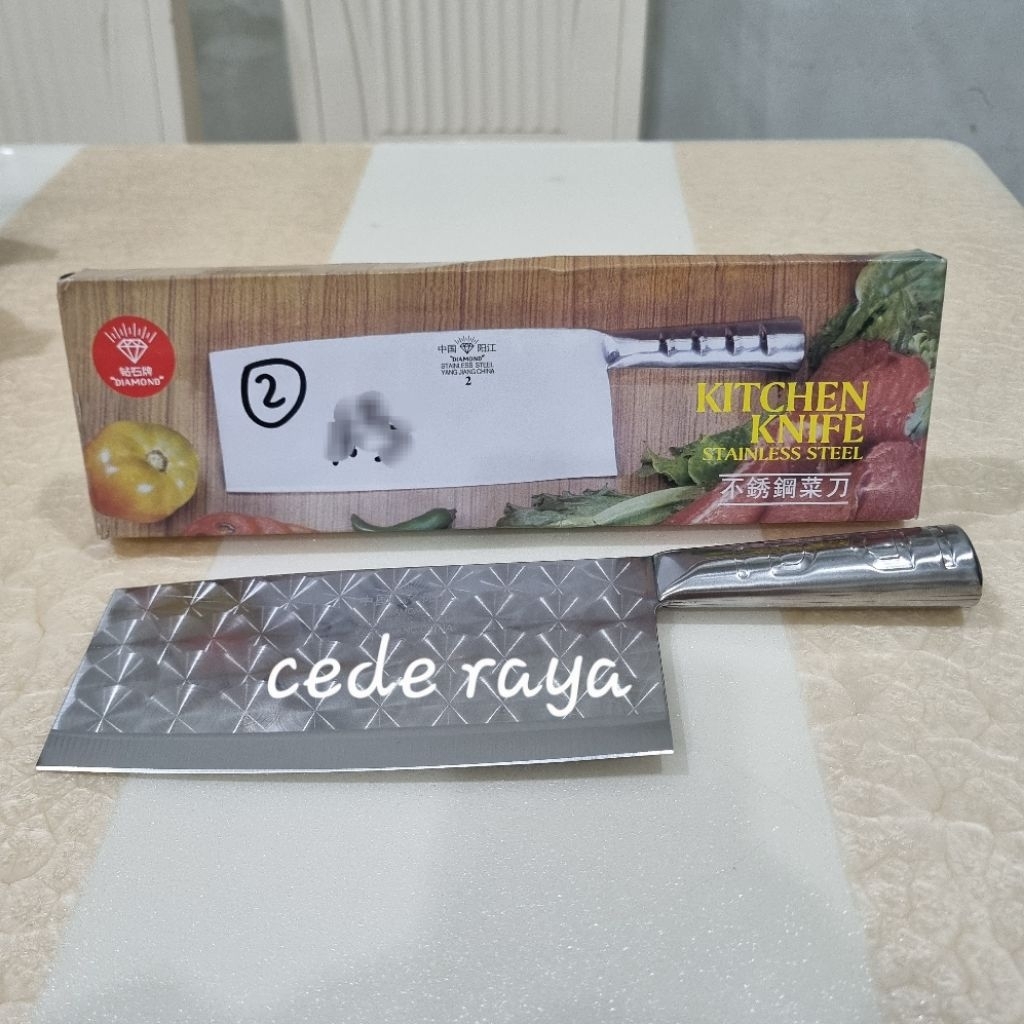 pisau dapur / parang / pisau daging stainless 7.2" diamond no 2