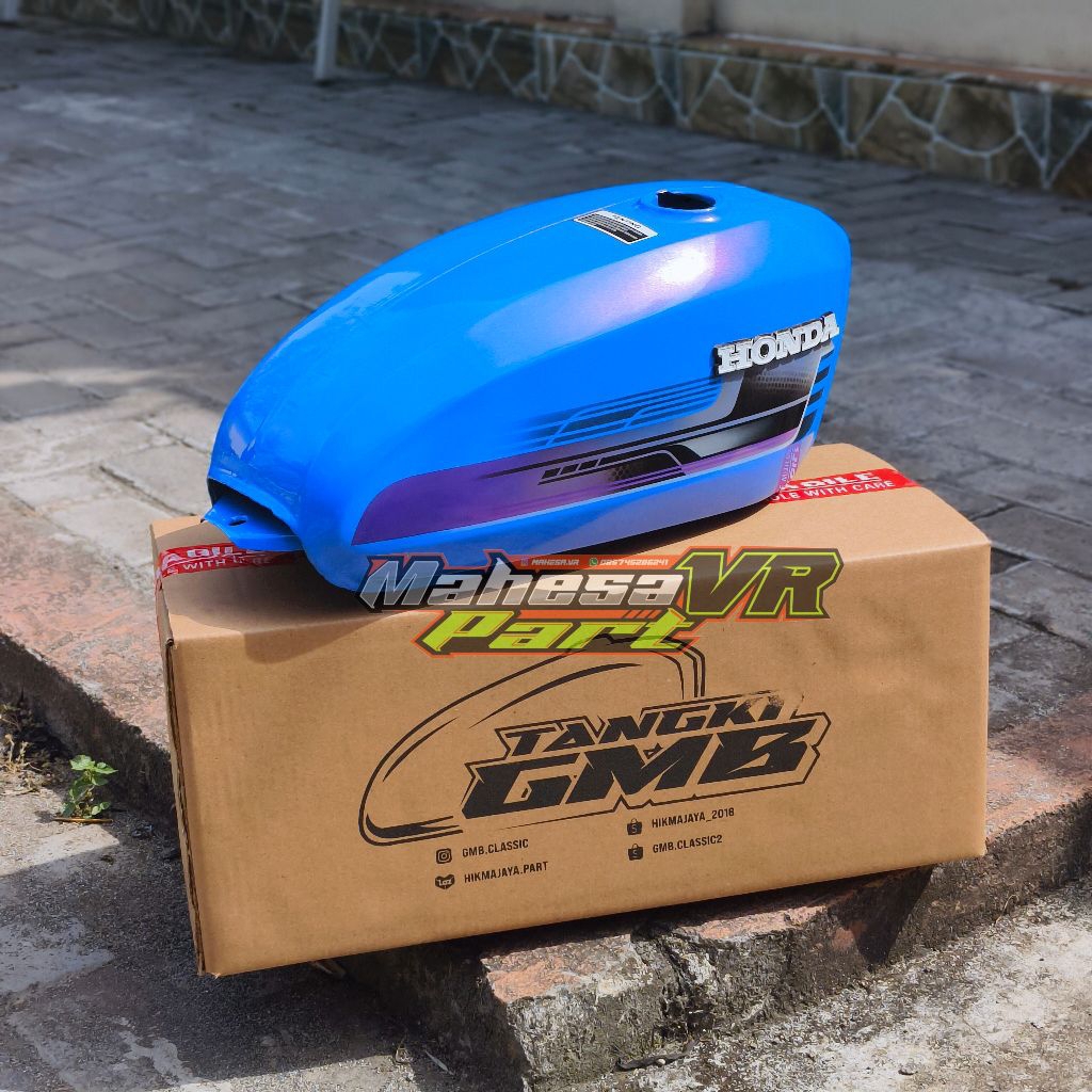 Tangki GMB CB125 biru lembayung bahan galvanis sudh poxy luar dalam/ Body tangki CB 125 biru lembayu
