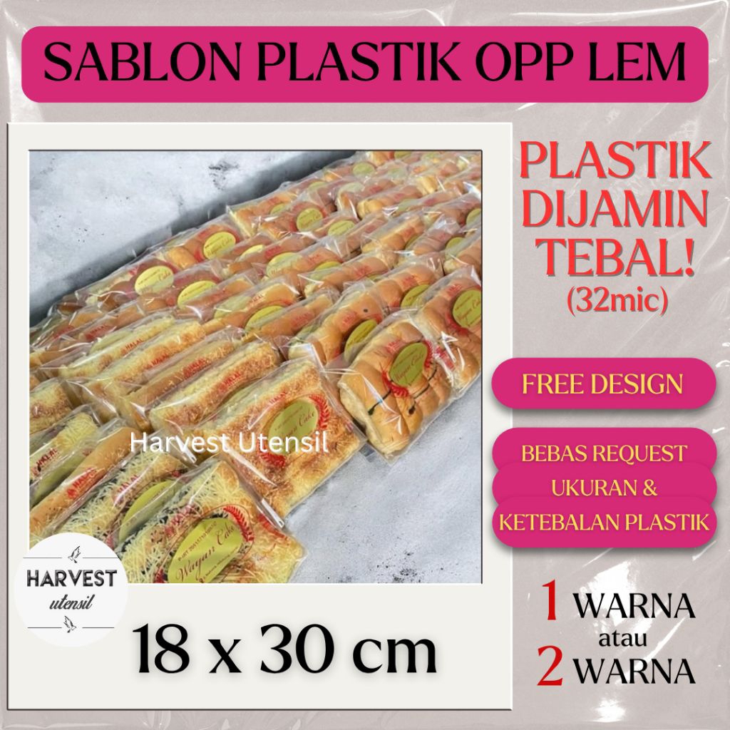 

Sablon Plastik OPP Lem 18x3p Roti Kue Toast Cookies Makanan Aksesoris Fashion Tebal