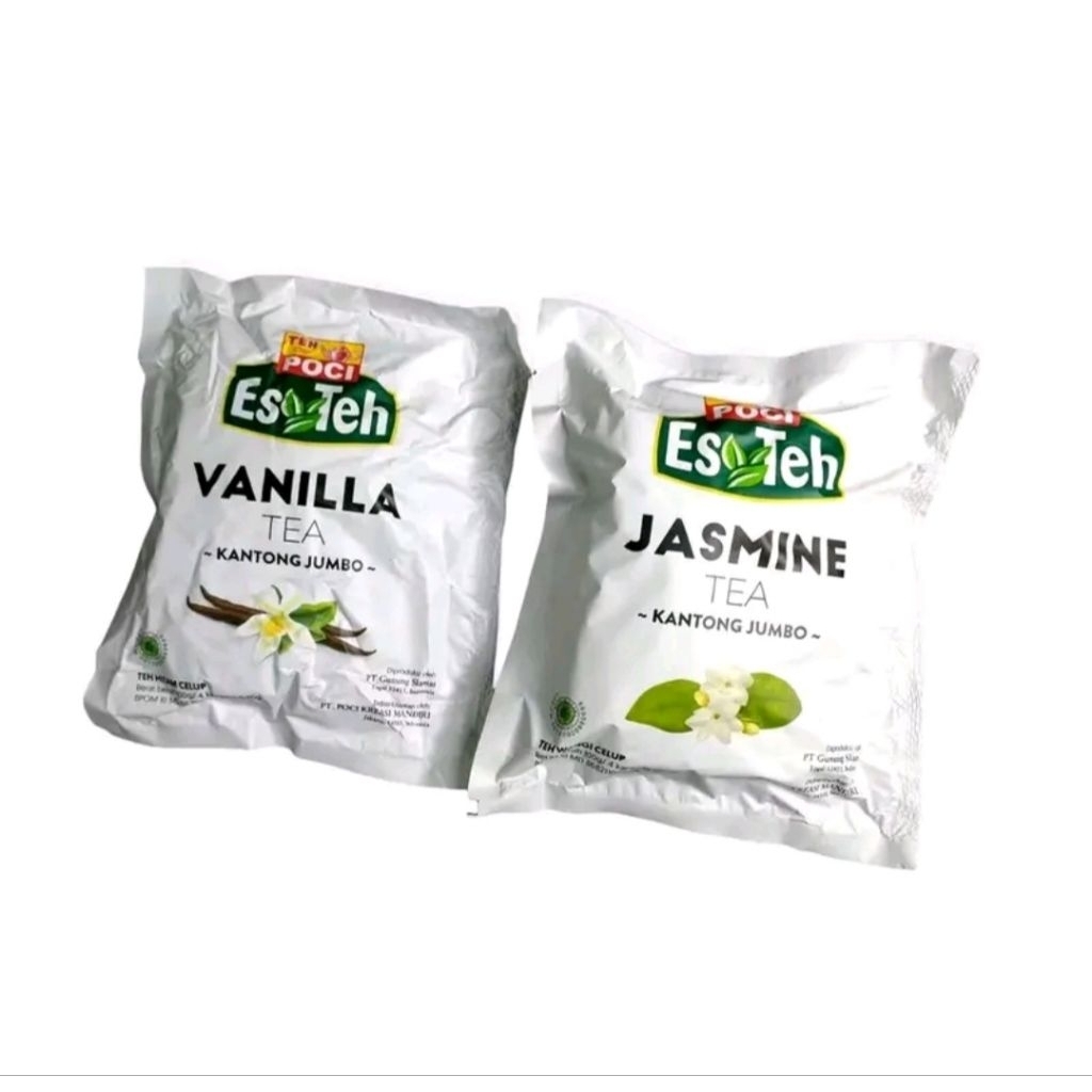 

Teh cap poci rasa jasmine dan vanilla perbungkus isi 4 kantong teh