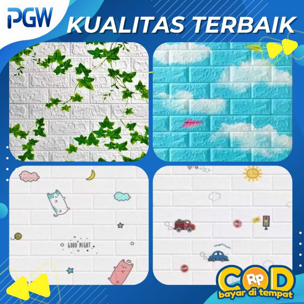 Wallpaper Bata Foam Wallpaper Foam Motif Bata 3D Wallfoam Motif Anak Ukuran 70x77cm / Wallpaper Berg