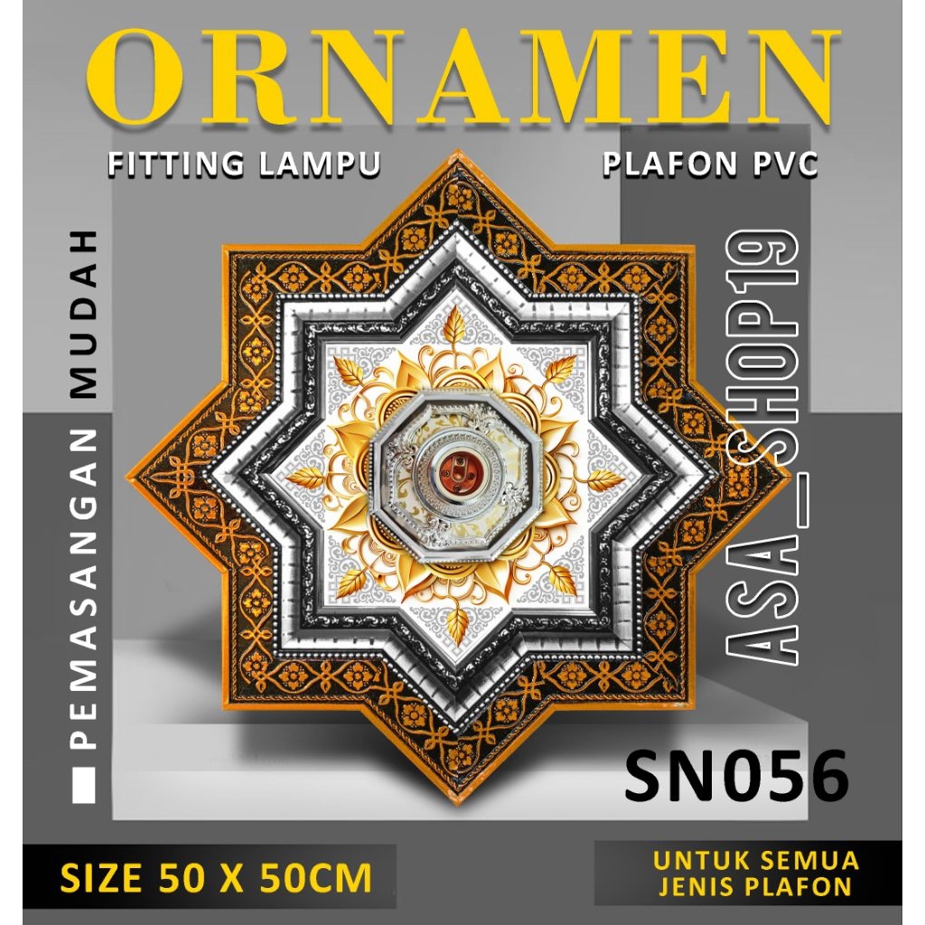 Fast_Buying Ornamen Lampu Plafon Pvc 50X50Cm Premium