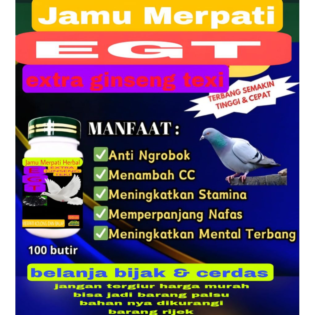 promojamu herbal merpati extra ginseng teki isi 100 butir doping merpati sarang walet manuver extra 