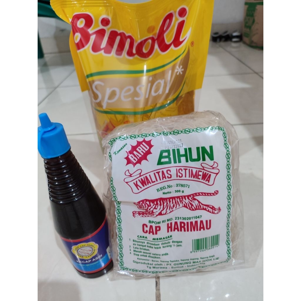 

Paket Hemat Masak Seminggu (Bimoli Special 2L, Bihun Harimau 300 gram, Kecap Asin Panah 285ml)