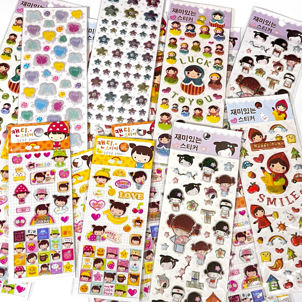 

[Limited Collection] Japanese & Korean 3D Puff Old Retro Sticker | Stiker Anak Heisei Dalmatians Cute Girl Bunga Hati
