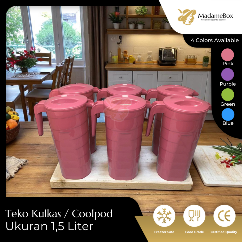 MadameBox Teko KULKAS Kapasitas 1,5 liter Bahan Plastik PP Food Grade BPA Free Set / Teko CoolPod / 
