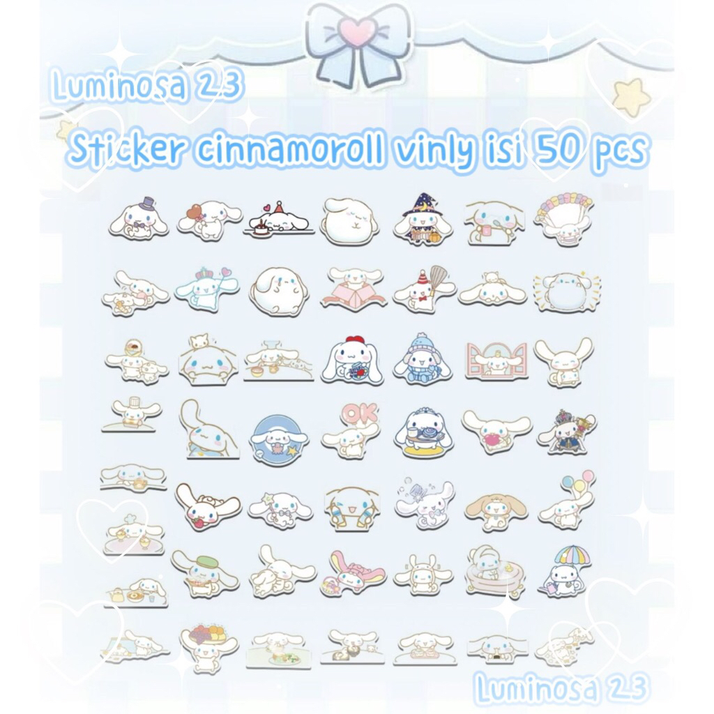 

Sticker Pack (50Pcs) CINNAMOROLL vinly deco for laptop hp jurnal book luggage koper