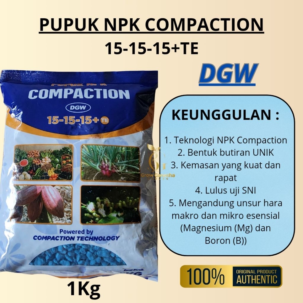 PUPUK NPK DGW COMPACTION || PUPUK NPK DGW 15-15-15-TE || PUPUK NPK DGW BIRU || 1KG