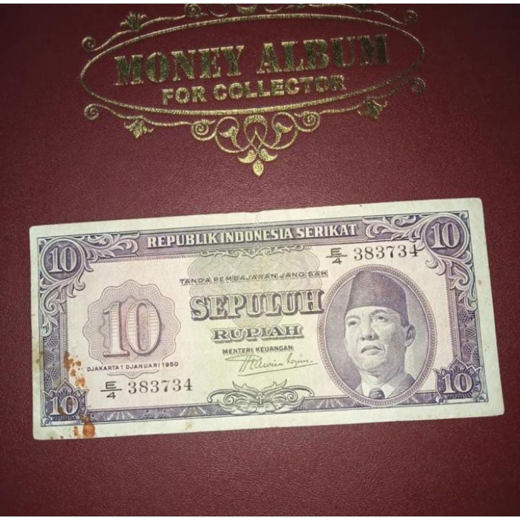 UANG 10 RUPIAH SOEKARNO REPUBLIK INDONESIA SERIKAT TAHUN 1950