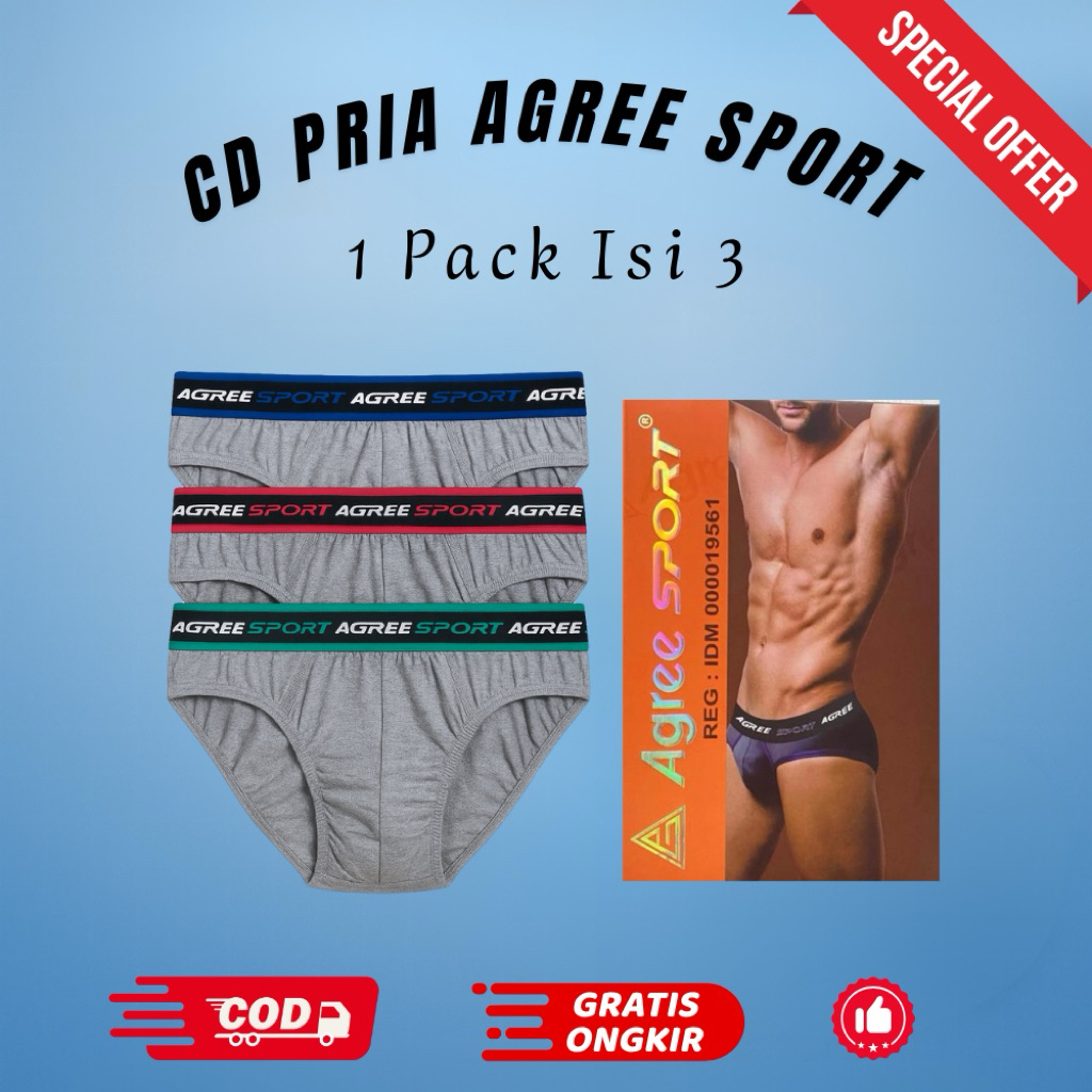 CELANA DALAM PRIA AGREE SPORT 2311 | CD PRIA IMPORT KATUN STRETCH NYAMAN DAN ANTI BAU