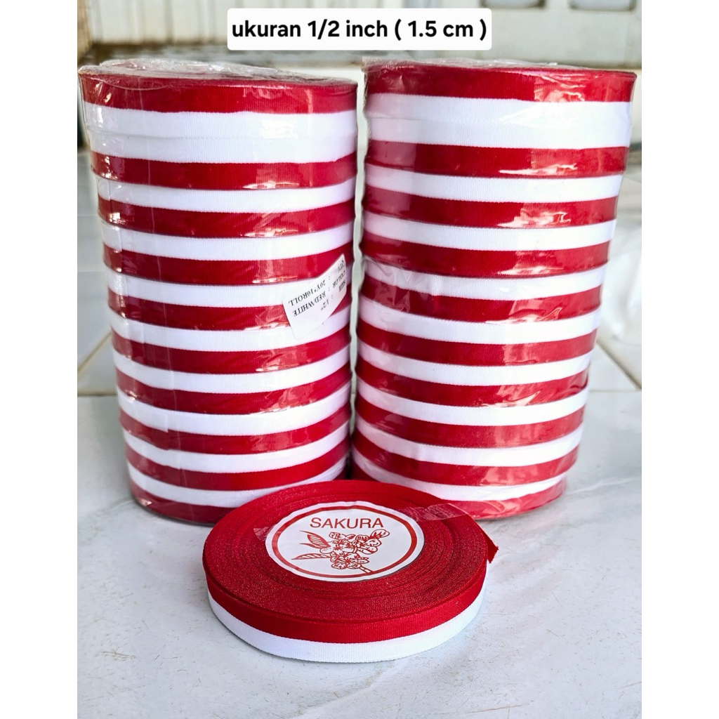 

Pita Bendera TERMURAH !! / Pita Merah Putih 1/2inc & 1inc Per roll